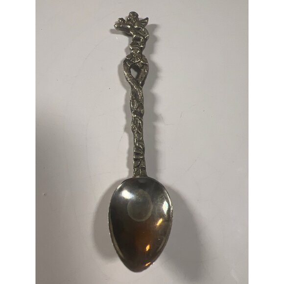 Vintage Ornate Brass & Silver-Plated Flatware Set With Figural Handles - Picture 7 of 7